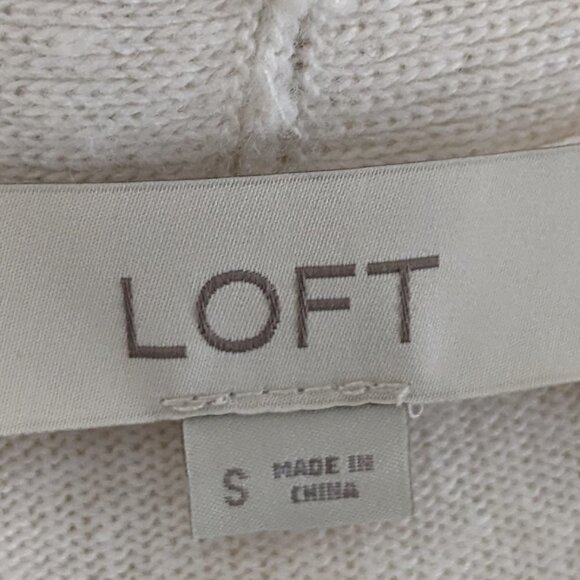 Women's "LOFT" Cream & Gray Striped, Lightweight, Long Open Cardigan; Size S - Picture 4 of 5